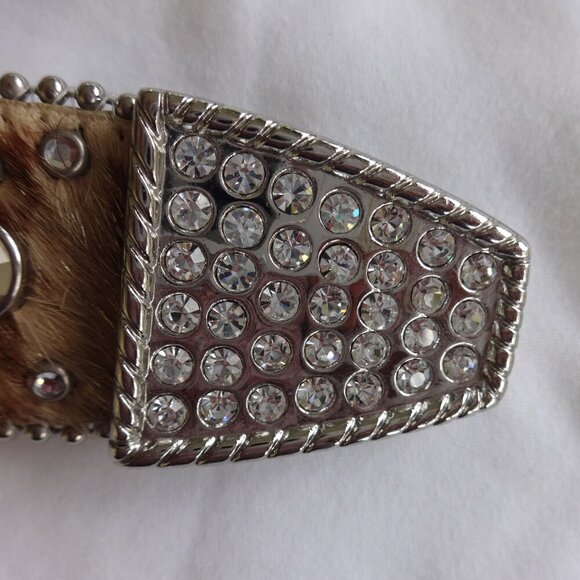 Christine Alexander women's belt size L Rhinestones on Brown Pony color, VGC - Picture 4 of 10